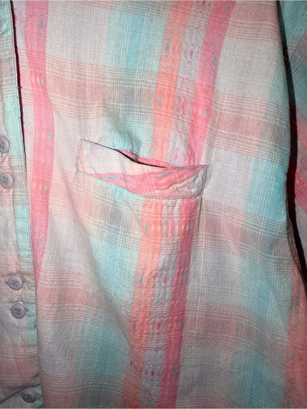 Pastel Pink & Mint Striped Button-Up Shirt